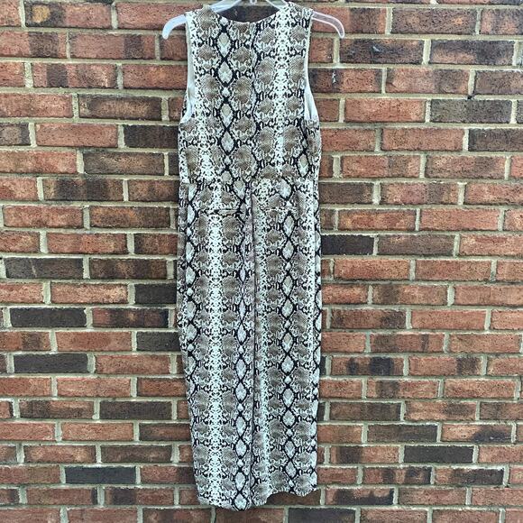 Womens Banana Republic Snakeskin Wide Leg Cropped Jumpsuit Brown Size 4 - Picture 4 of 10
